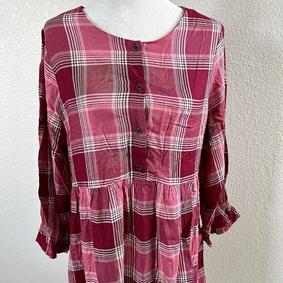 Matilda Jane You & Me Brushed Flannel Red Plaid Dress Midi Sz Med Heart To Heart - Picture 3 of 10